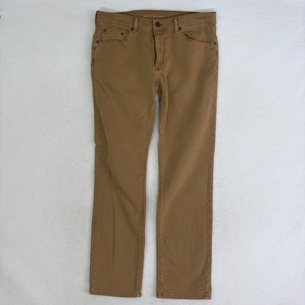 Mott & Bow Mercer Slim Jeans Men 33x31 Khaki Tan  Stretch Twill Pants